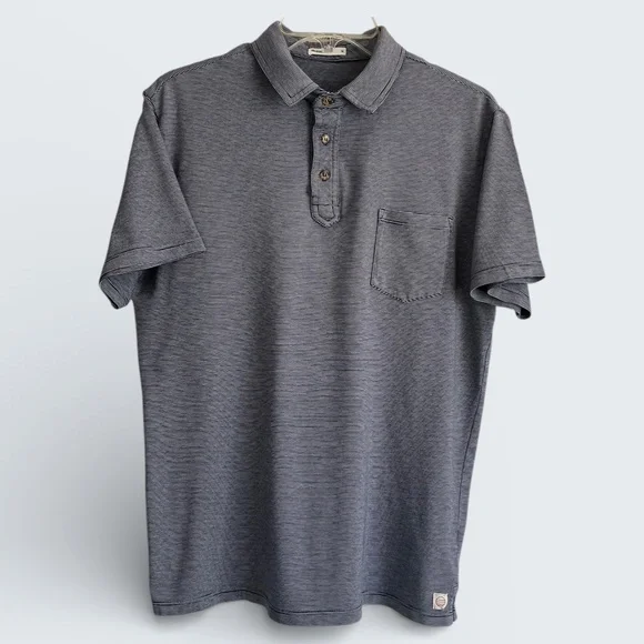 Marine Layer MENS Cotton Modal Navy White Stripe Polo Shirt Size M - Picture 1 of 9